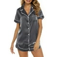 thumbnail image 1 of Besolor Womens Silk Satin Pajamas 2 Piece Outfits Short Sleeve Button down Shirts with Shorts Sets Sleepwear Summer Pjs, 1 of 7