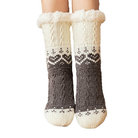 Besolor Womens Slipper Fuzzy Socks Non-slip Fluffy Winter Thick Warm Plush Cozy Home Sleeping Socks Christmas