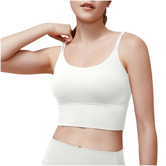 Besolor Womens Sports Bra - Scoop Neck Padded Low Impact Yoga Bra Workout Crop Top with Built in Bra