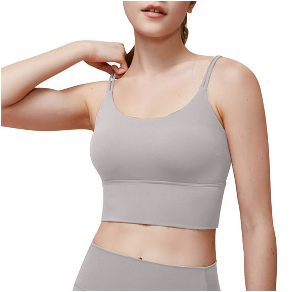 Besolor Womens Sports Bra - Scoop Neck Padded Low Impact Yoga Bra Workout Crop Top with Built in Bra