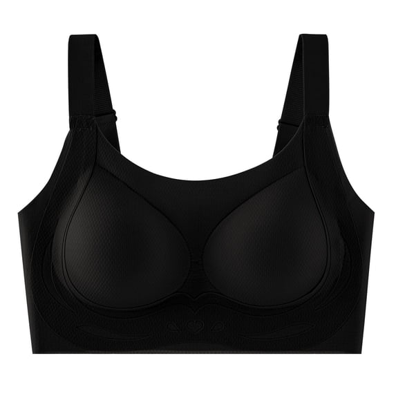 Besolor Womens Sports Bras Without Steel Ring Wireless Seamless Full Coverage High Support Running Yoga Bra(Medium,Black)