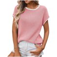thumbnail image 1 of Besolor Womens Summer Cap Sleeve Knit Tops Casual Sleeveless Sweater Vest Crew Neck Trendy Tank Top, 1 of 7