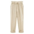 thumbnail image 1 of Besolor Womens Summer Casual Pants Loose Elastic Waist Drawstring Cotton Linen Cropped Pants Comfy Lounge Pants with Pockets, 1 of 3