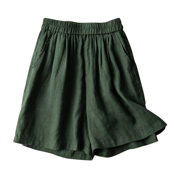 Besolor Womens Summer Fashion Cotton Linen Shorts Knee Length Lounge Short Pants Loose Flowy Beach Vacation Outifts