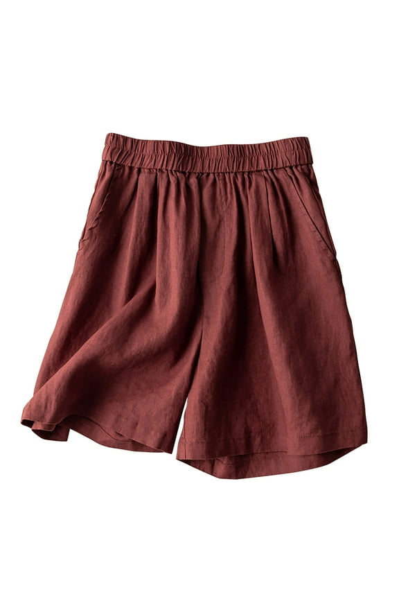 Womens Summer Fashion Cotton Linen Shorts Knee Length Lounge Short Pants Loose Flowy Beach Vacation Outifts