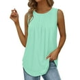 thumbnail image 1 of Besolor Womens Summer Tank Tops Round Neck Sleeveless Basic Shirts Pleated Casual Loose Going out Blouse Tees, 1 of 5