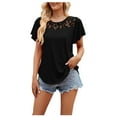 thumbnail image 1 of Besolor Womens Summer Tunic Tops Ruffle Short Sleeve Floral Lace Patchwork Crewneck Shirts Loose Casual T Shirts Blouses, 1 of 7
