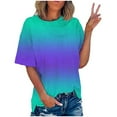 thumbnail image 1 of Besolor Womens Summer Tunic Tops Trendy Gradient Crewneck Short Sleeve Shirts Casual Plus Size Blouse Tees, 1 of 7
