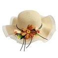thumbnail image 1 of Besolor Womens Sun Hats Floppy Foldable Wide Brim UV UPF 50+ Straw Hat with Flower for Summer Beach Vacation, 1 of 2