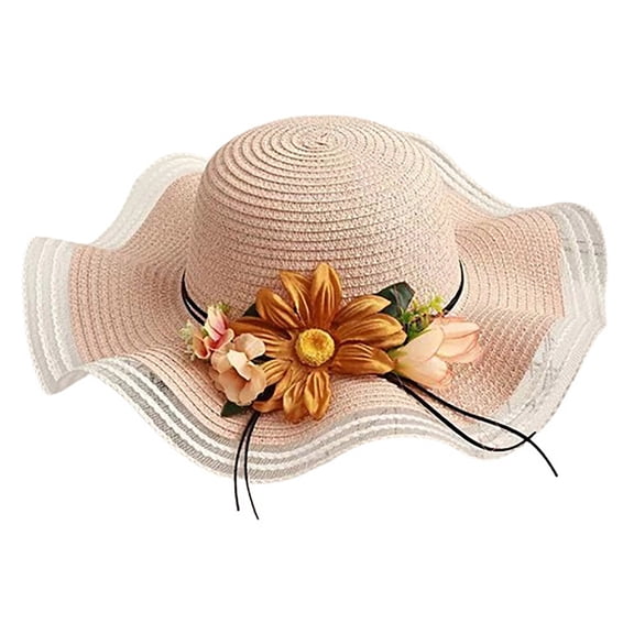 Besolor Womens Sun Hats Floppy Foldable Wide Brim UV UPF 50  Straw Hat with Flower for Summer Beach Vacation