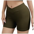thumbnail image 1 of Besolor Womens V Cross Workout Shorts Ribbed Seamless High Waist Stretch Booty Athletic Yoga Biker Shorts, 1 of 5