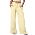 thumbnail image 1 of Besolor Womens Wide Leg Pants Elastic Waisted Drawstring Lightweight Casual Loose Workout Gym Athletic Yoga Pant with Pockets, 1 of 3