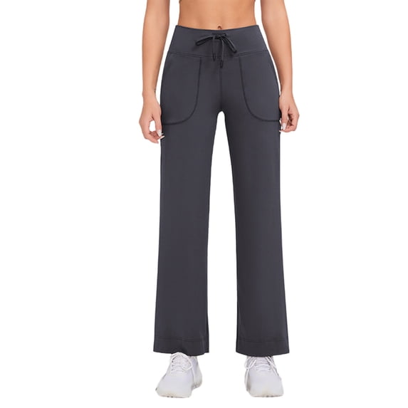 Besolor Womens Wide Leg Yoga Pants Casual High Waisted Drawstring Workout Yoga Trousers with Pockets