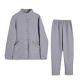 thumbnail image 1 of Besolor Womens Winter Fleece Pajamas 2 Piece Outfits Plush Cozy Button down Tops and Pants Sets Sleepwear with Pockets Gray, 1 of 5