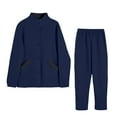 thumbnail image 1 of Besolor Womens Winter Fleece Pajamas 2 Piece Outfits Plush Cozy Button down Tops and Pants Sets Sleepwear with Pockets Navy, 1 of 5