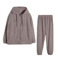thumbnail image 1 of Besolor Womens Winter Fleece Pajamas Sets Plush Cozy Zipper Hooded Tops and Pants 2 Piece Lounge Outfits Sleepwear Brown, 1 of 3