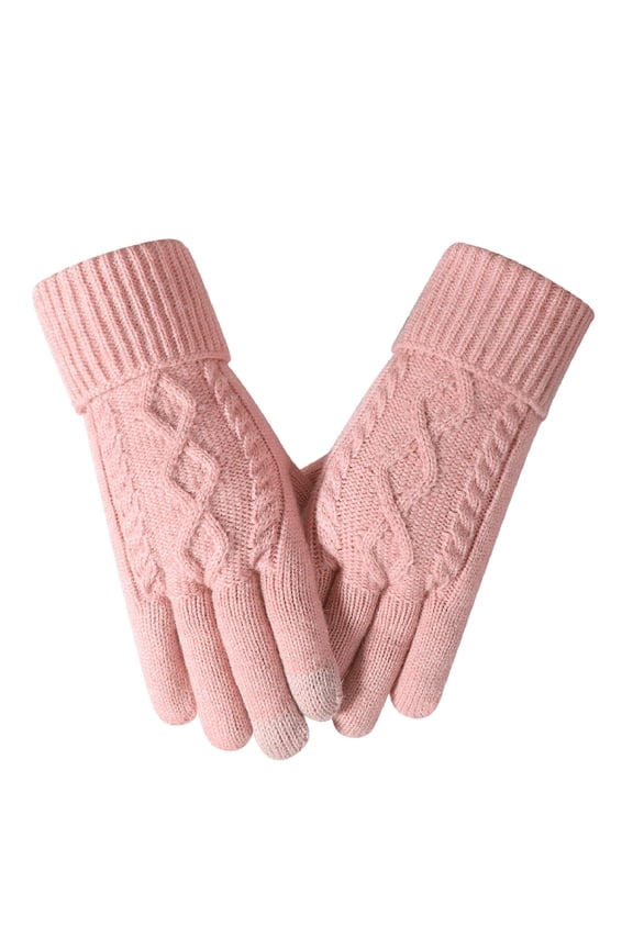 Womens Winter Gloves, Cable Knit Warm Touch Screen Glove, Elastic Cuff Thick Thermal Glove Cold Weather