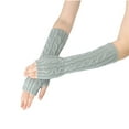 thumbnail image 1 of Besolor Womens Winter Long Fingerless Gloves Cable Knitted Arm Warmers with Thumb Hole, Stretchy Elbow Length, 1 of 3