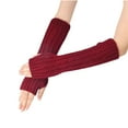 thumbnail image 1 of Besolor Womens Winter Long Fingerless Gloves Cable Knitted Arm Warmers with Thumb Hole, Stretchy Elbow Length, 1 of 3