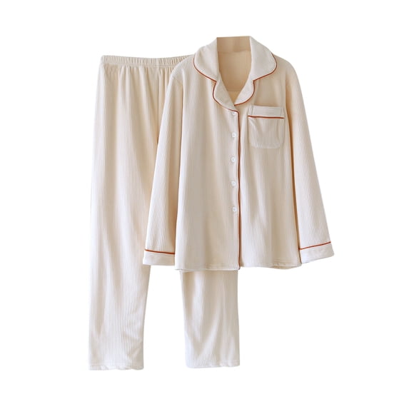 Besolor Womens Winter Pajamas Soft Cozy Button down Long Sleeve Tops and Pants 2 Piece Loungewear Sets Sleepwear Pjs
