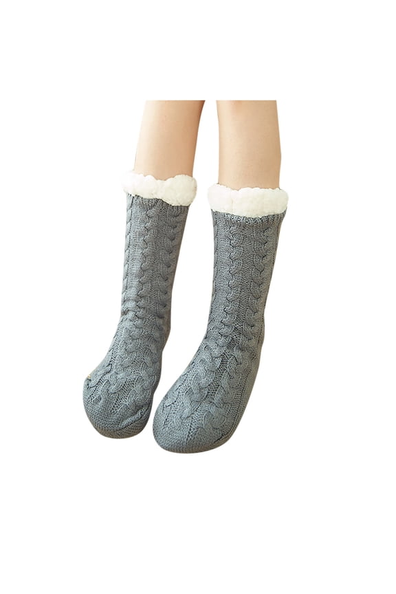 Womens Winter Thick Slipper Socks Warm Fleece Lined Non Slip Fuzzy Socks Thermal Indoor Home Socks Christmas