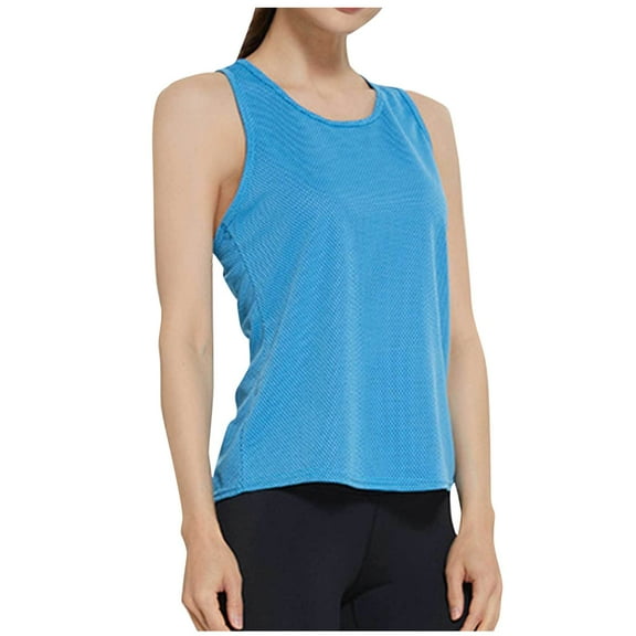 Besolor Womens Workout Tank Tops Mesh Breathable Crewneck Sleeveless Shirts Athletic Gym Yoga Running Tees