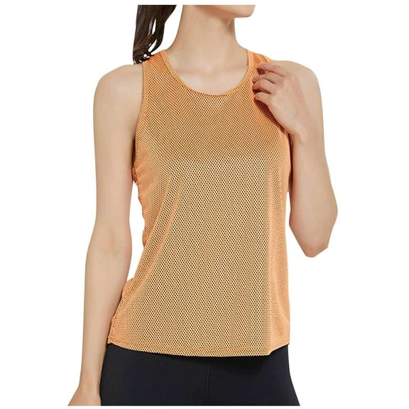 Besolor Womens Workout Tank Tops Mesh Breathable Crewneck Sleeveless Shirts Athletic Gym Yoga Running Tees
