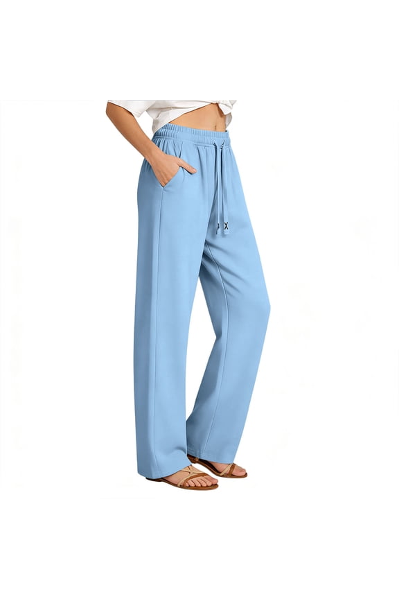 Workout Pants Women Lightweight Quick Dry Athletic Running Pant Drawstring Elastic Waist Straight Leg Trackpants with Pockets(4X-Large,Light Blue)