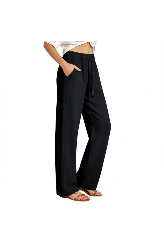 Workout Pants Women Lightweight Quick Dry Athletic Running Pant Drawstring Elastic Waist Straight Leg Trackpants with Pockets(3X-Large,Black)