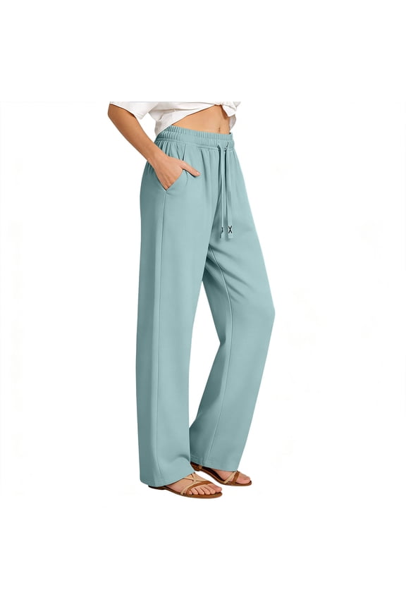 Workout Pants Women Lightweight Quick Dry Athletic Running Pant Drawstring Elastic Waist Straight Leg Trackpants with Pockets