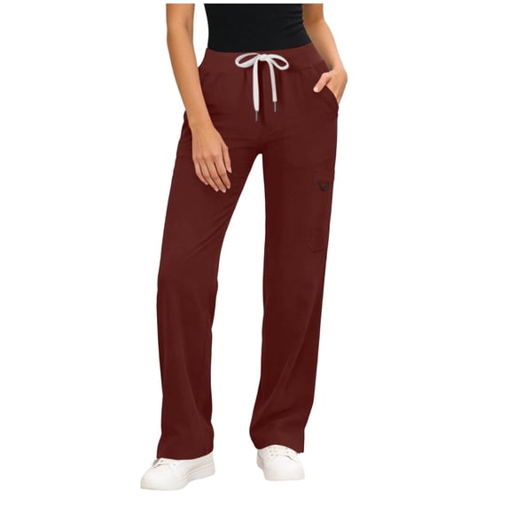 Besolor Workout Pants for Women Drawstring High Waisted Straight Leg Casual Loose Athletic Running Trackpants with Pockets
