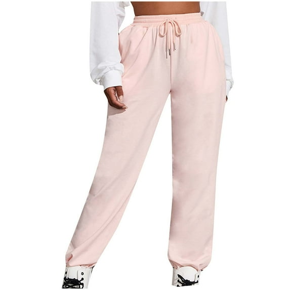Besolor Workout Pants for Women High Waisted Cinch Bottom Sweatpants with Pockets Casual Loose Sporty Joggers Sweat Pants