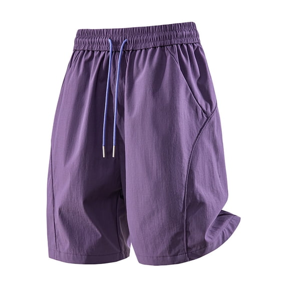 Besolor Workout Shorts for Men Wide Leg Drawstring Elastic Waist Quick Dry Breathable Athletic Hiking Shorts with Pockets(3X-Large,Purple)