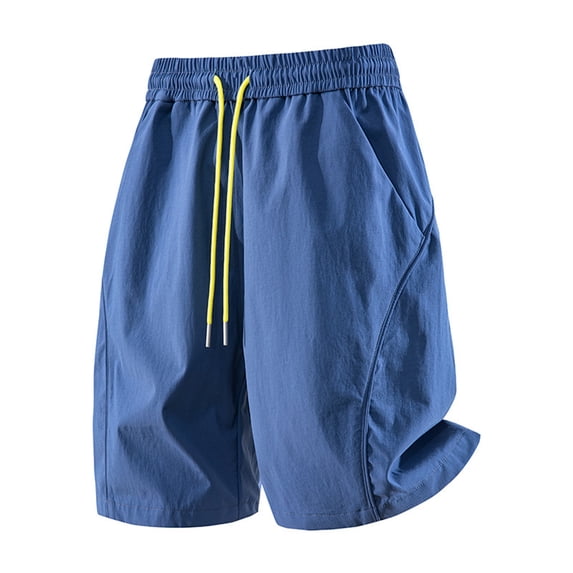 Besolor Workout Shorts for Men Wide Leg Drawstring Elastic Waist Quick Dry Breathable Athletic Hiking Shorts with Pockets(XX-Large,Blue)
