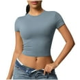 thumbnail image 1 of Besolor Workout Tops for Women Cropped Gymwear Tshirt Crewneck Short Sleeve Lightweight Quick-Dry Tees, 1 of 6