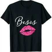 Besos Kisses Spanish Lips Womens T-Shirt Black XL