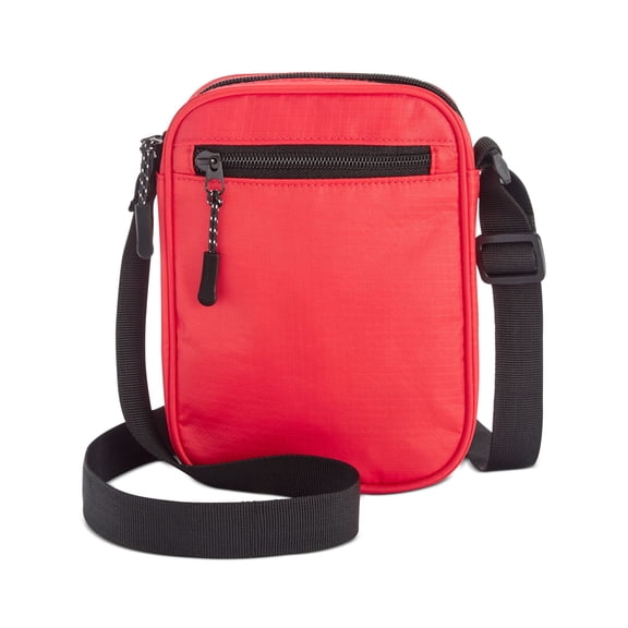 Bespoke Women's Red Nylon Check Print Adjustable Strap Messenger Bag