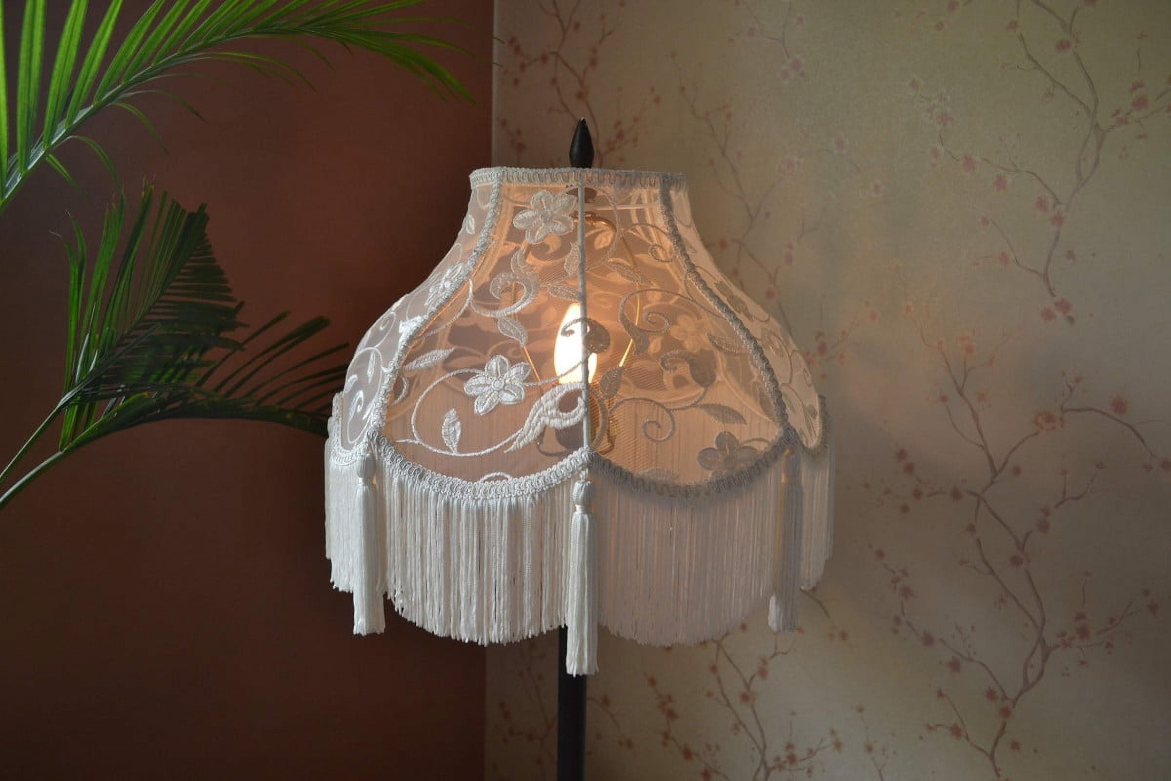 BespokeByNikita Lace Fringe White Glass Lamp Shades - Walmart.com