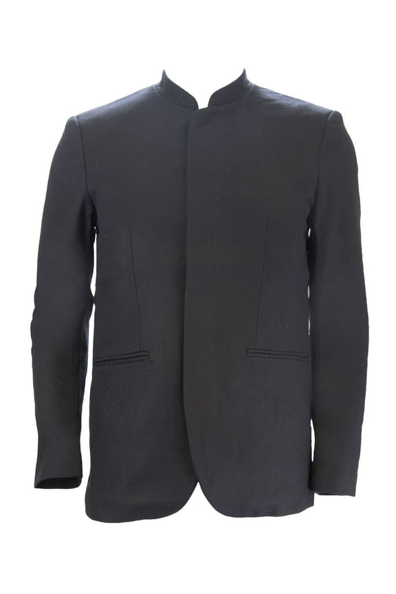 Men's Collarless Sport Coat MBLT008039, Black, Small