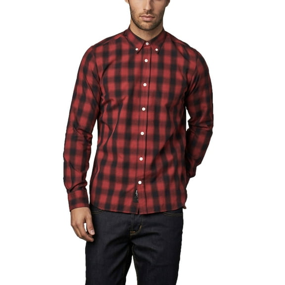 Bespoken Men's Red Claremont Shirt MSH003011, Red Plaid, Medium