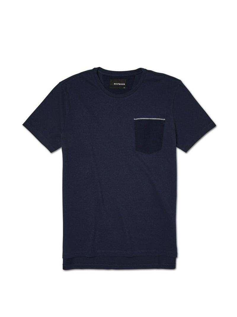 関税込み【 Jeans】 chenille logo t-shirt in navy Bespoken Men's Selvedge Pocket T-shirt 014, Navy, X-Large