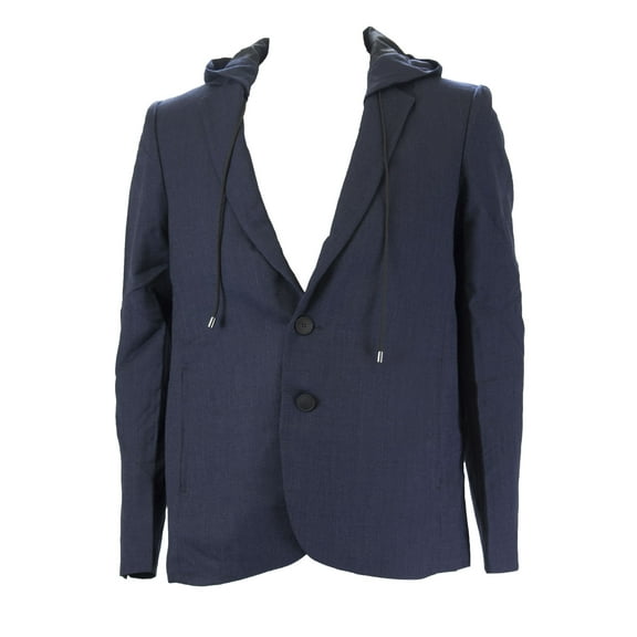 Bespoken Men's Wool Hooded Sports Coat MBLT003049, Navy, Large