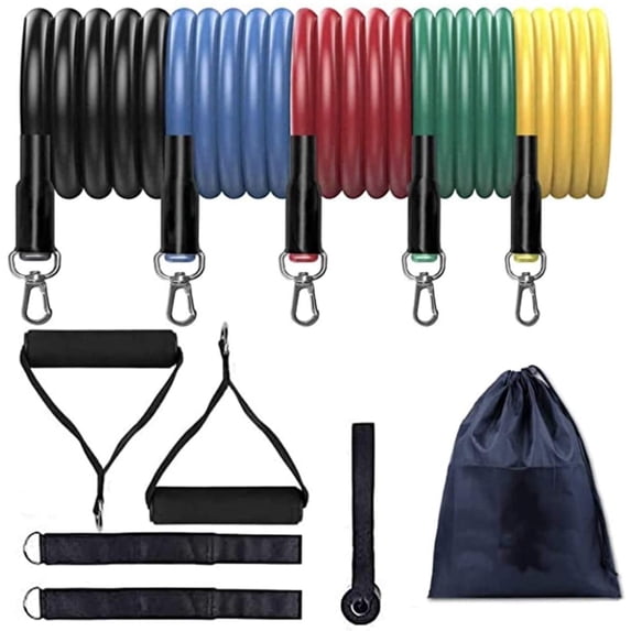 Bespolitan Premium Latex Resistance Exercise Band Set (11-Piece), 48-Inch