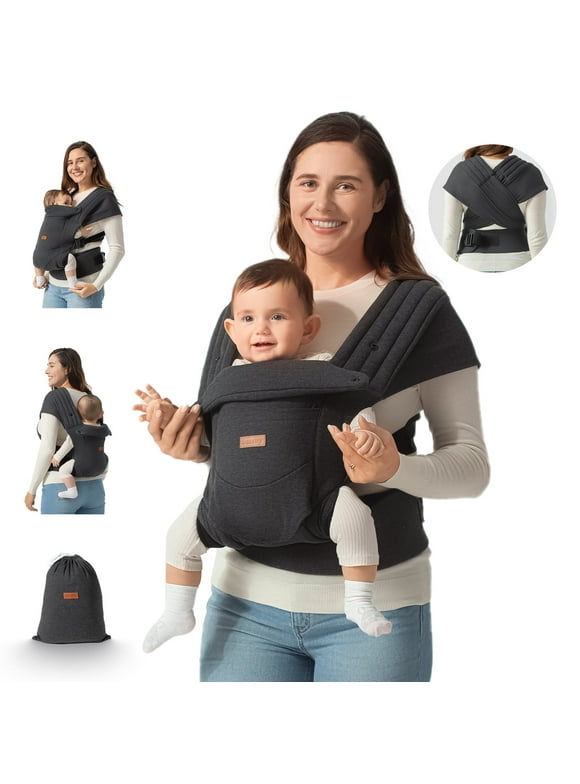 Besrey 3-in-1 Baby Wrap Carrier for Infants 7-25 lbs, Front & Hip Carrier, Unisex Gray