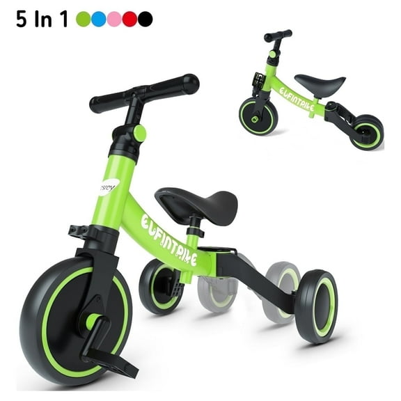 Besrey 5 in 1 Toddler Tricycle for Ages 1-5 Years,Kids Trike for Boys and Girls,Child Bicycles Balance Bike,Green