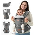 thumbnail image 1 of Besrey Baby Carrier with Hip Seat Newborn to Toddler, 7-45lb,Baby Body Holder Chest with Back Support,Gray, 1 of 11