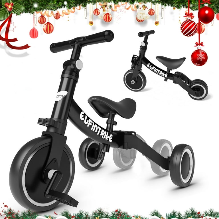 Besrey 5 in 1 Kids Tricycle Toddler Trike with Three Pedals for Boys Age 1 5 Years Baby Bike Frame 24 in Black Walmart