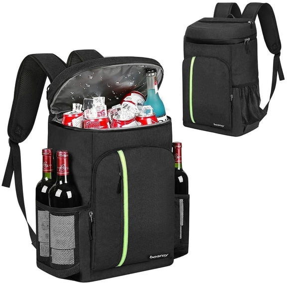 Besrey Cooler Backpack,30L Soft Lightweight Leakproof Cooler Backpack,Insulated Cooler Bag,Portable Soft Cooler Bag Waterproof for Beach, Travel, Camping,Black