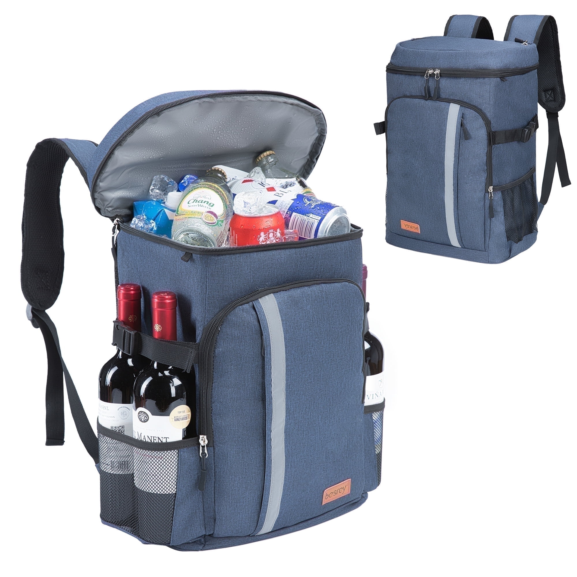 Besrey Cooler Backpack,30L Soft Lightweight Leakproof Cooler Backpack,Insulated Cooler Bag,Portable Soft Cooler Bag Waterproof for Beach, Travel, Camping,Blue