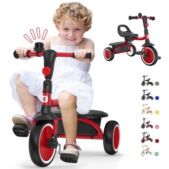 Besrey Toddler Tricycle for Ages 2-5 Years,Kids Trike for Boys and Girls,Child Bicycles Kid Bike with Bell,Red